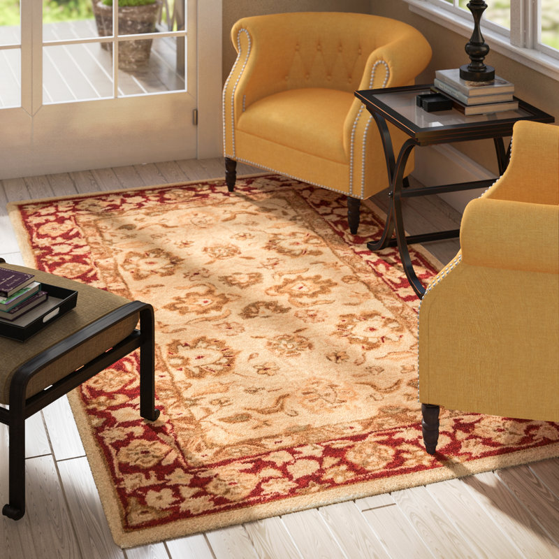 Charlton Home® Tingley Oriental Wool Yellow/Red Area Rug & Reviews